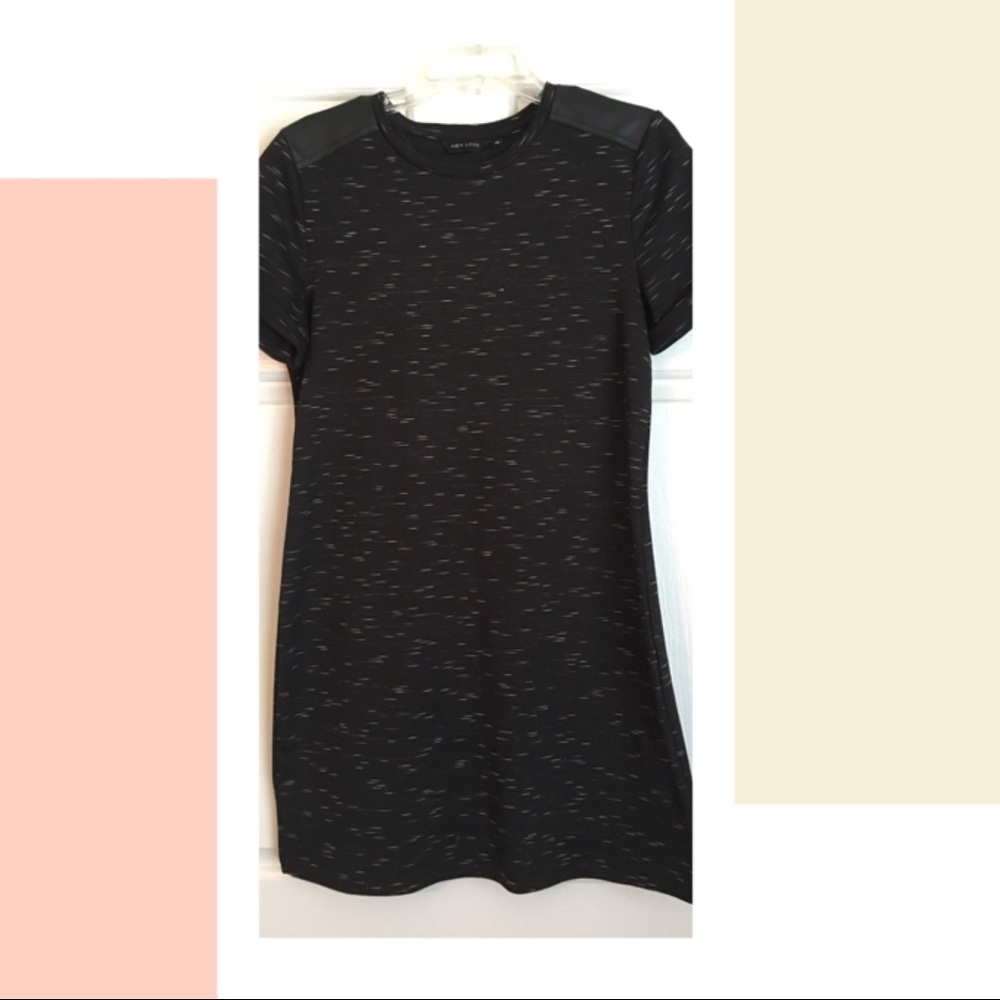 H&M Black T-shirt dress, black leather accent